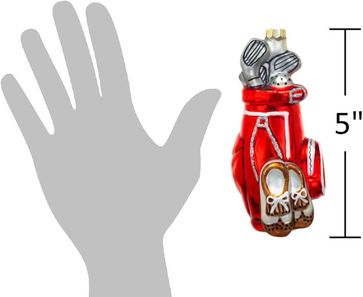 The Bridge Collection 5" Glittery Glass Golf Bag Ornament - Golfing Hanging Golf Clubs & Bag Christmas Ornament for Golfers - Image 3