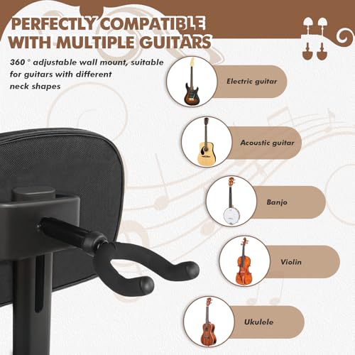 Image of Saddle Guitar Stool with Back Support and Guitar Hanger, Height Adjustable Saddle Seat, Musician Stool Guitarist Throne Guitar Chair, Black