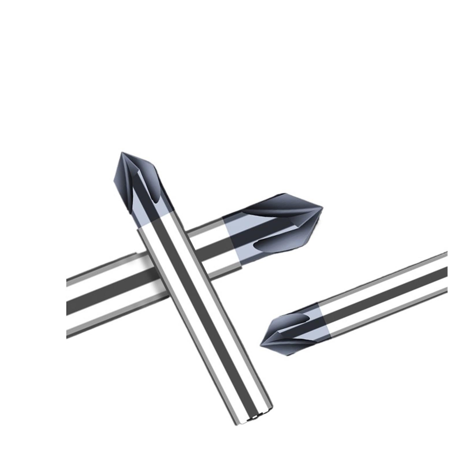 Juego de Brocas avellanadas HRC65 for fresado chaflán carburo tungsteno, Fresa sólido, Broca for Ranura en V 90 Grados, Extremo Flauta 2, 3 y 4(4XR90X50LX3F)