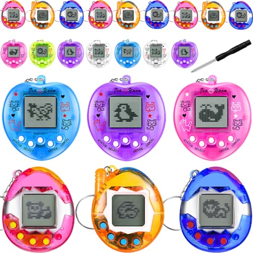 12 Pcs Virtual Electronic Digital Pets Keychain Easter Basket Egg Fillers for Teen Kid , Small Toys for Party Favor Goodie Bags Stuffers Bulk Retro Handheld 90s...