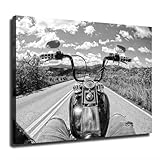 SaiFfe Motorcycle Black and White Motorcycle Rider Poster Decorative Painting Print Modern Home Bedroom Living Room Decoration Canvas Wall Art Aesthetic (Unframed,08×10inch)