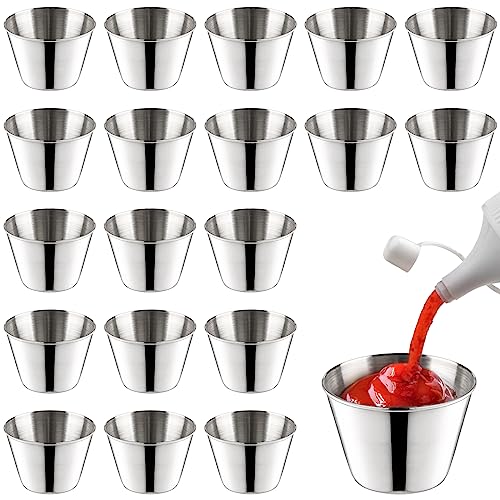 Lawei 30 Pack 1.5 oz Stainless Steel Sauce Cups, Small Individual Condiment Ramekins, Commercial Grade Dipping Cups, Portion Cups - Image 3