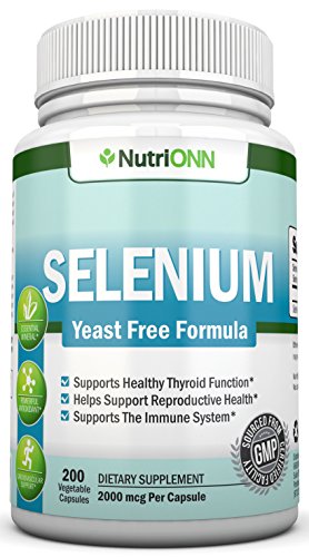 Selenium - 200mcg - 200 Vegetarian Capsules - Yeast Free Formula - Essential Trace Mineral - Pure Selenium (l-Selenomethionine) Supplement - Great for Thyroid, Cardiovascular Health and Immune System