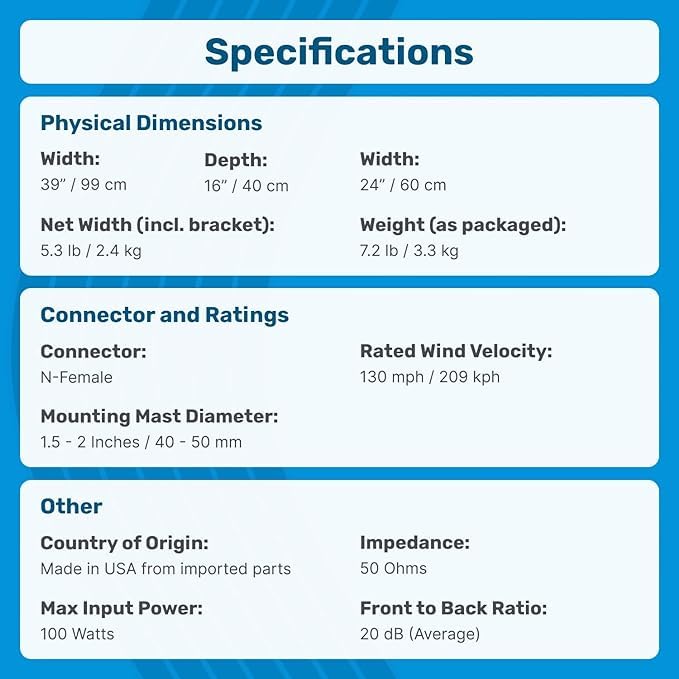 Waveform Griddy: Grid Parabolic Antenna Kit for 4G LTE, 5G NR, and WiFi | 40 km Range | +26 dBi | Works w/Cell Phone Boosters, Modems, Routers, and Gateways | Antenna Only