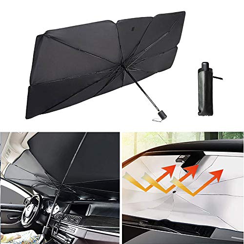 Windshield Umbrella Sun Shade Shield Cover Visor Sunshades Reviews Automotive Front Sunshade Fits Foldable Windshield Brella-s Various Heat Insulation Shiel-d for Car SUV UPF50+ (55  X31  )