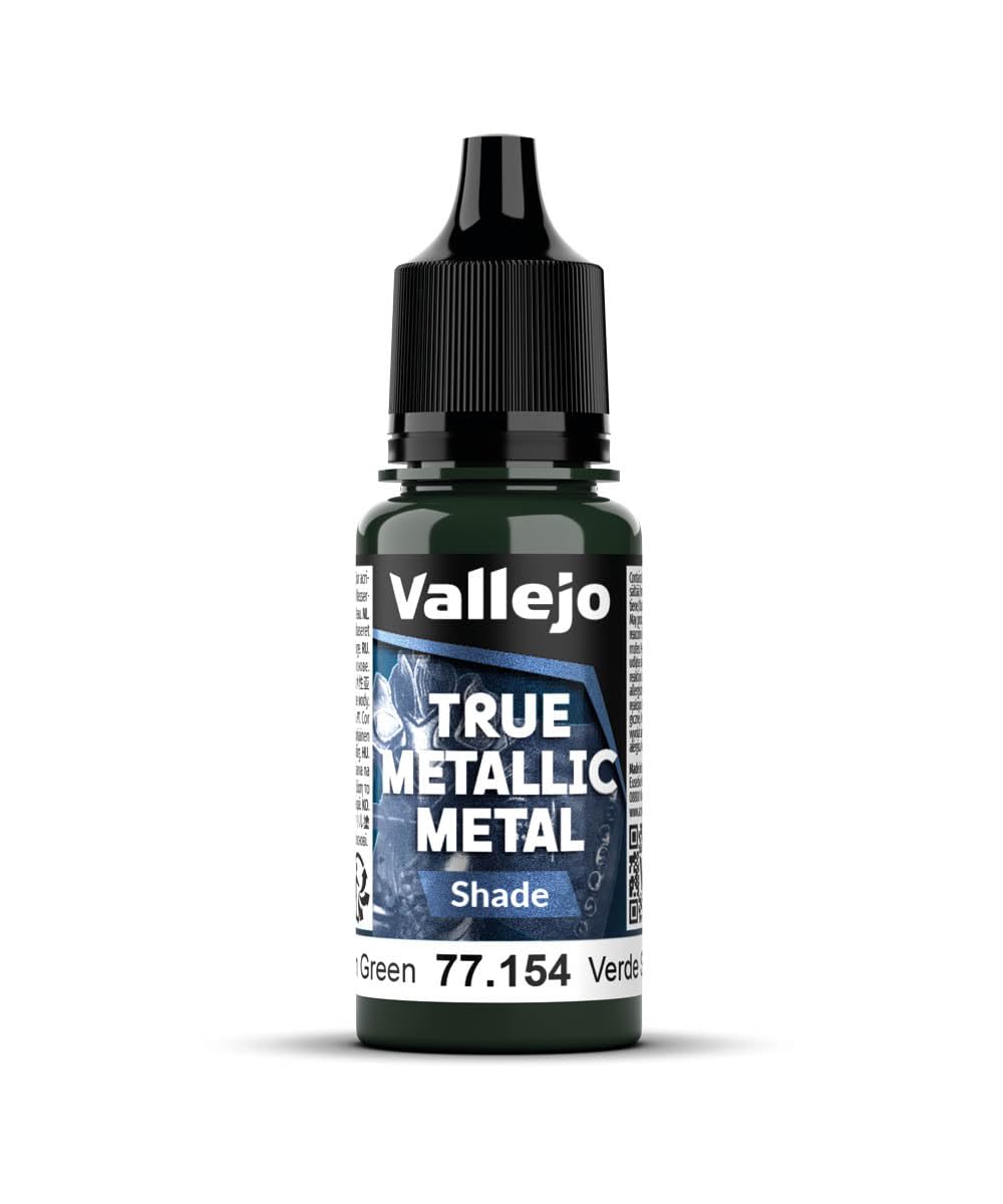 Vallejo True Metallic Paint DUSKEN GREEN 18 ml, Luminous Finish for Blending and Mixing, Brush Application, Ideal for Modeling and Crafts — image 1