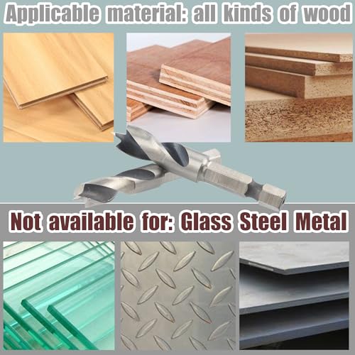 Treki 6PCS Brad Point Drill Bit Set HSS Brad Point Stubby Drill Bits 1/4 Inch Hex Shank Quick Change Wood Brad-Point Drill Bits for Woodworking and All Types of Wood 3/8" 5/16" 1/4" 3/16" 1/8" 3/32" 6 Treki 6PCS Brad Point Drill Bit Set HSS Brad Point Stubby Drill Bits 1/4 Inch Hex Shank Quick Change Wood Brad-Point Drill Bits for Woodworking and All Types of Wood 3/8" 5/16" 1/4" 3/16" 1/8" 3/32" - Image 6