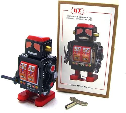 Nostalgic Wind Up Toy MS517 Robot Tin Toys Vintage Collectible Kids Gift for Boys Girls Parent-Child Interaction