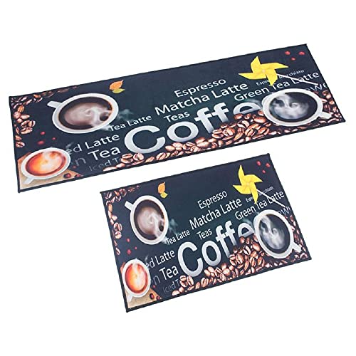 Image of HomeCloud Kitchen Rectangular Mat: Premium Anti-Slip, Soft, Washable, Designer Printed Mat for Floors, Kitchens, and Rooms - (6mm Thick, 41x122 cm and 41x61cm) (Black Espresso)