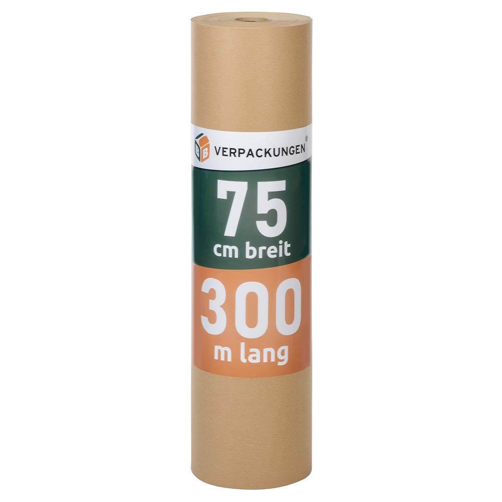 BB-Verpackungen 1 x Natronmischpapier 75 cm x 300 m (Grammatur 80 g/m², einseitig glatt, braun) - Sets zwischen 1 und 10 Rollen