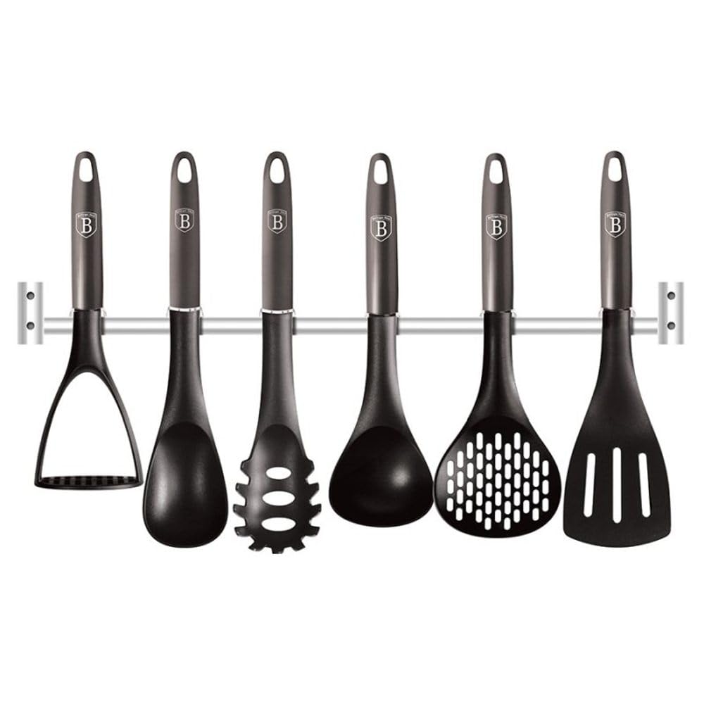 Berlingerhaus Ustensiles de cuisine avec support mural 7 pièces en carbone pour ligne BH-6330