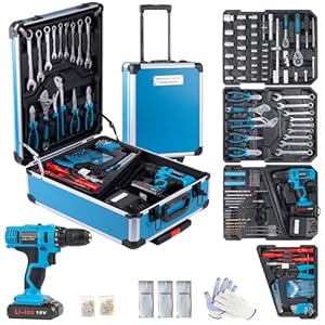 18V Electric Power Drill Set, Power Tool Set, Cordless Drill for Men, Household Home DIY Hand Tool Kits,18+1 Clutch Cordless Power Drill Set for Thanksgiving, Christmas,Father’s Day (Blue)