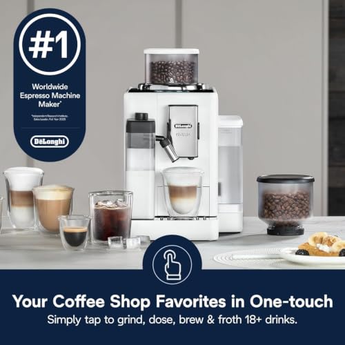 Image of De'Longhi Rivelia Automatic Espresso Machine, Milk Frother, White