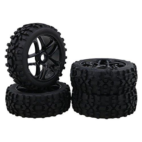 Hobbypower 4pcs 17mm Hub Wheel Rim & Tires Tyre OD-118mm for 1/8 Off-Road RC Buggy Truck