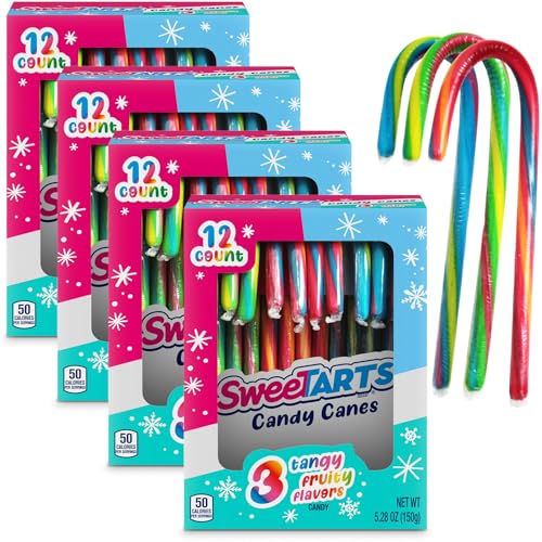 Christmas Candy Canes, Pack of 4 Candy Canes Bulk individually wrapped 12 Count Each Total 48 Count, Perfect as Christmas Candies Gifts for Kids and Adults