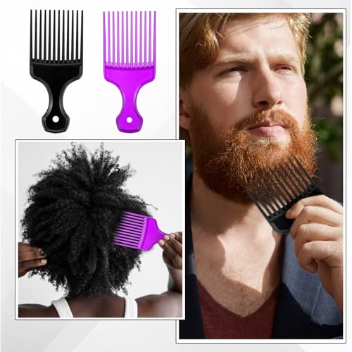 Peine Afro Pick de Plástico 2 Piezas Negro y Púrpura miniatura 3