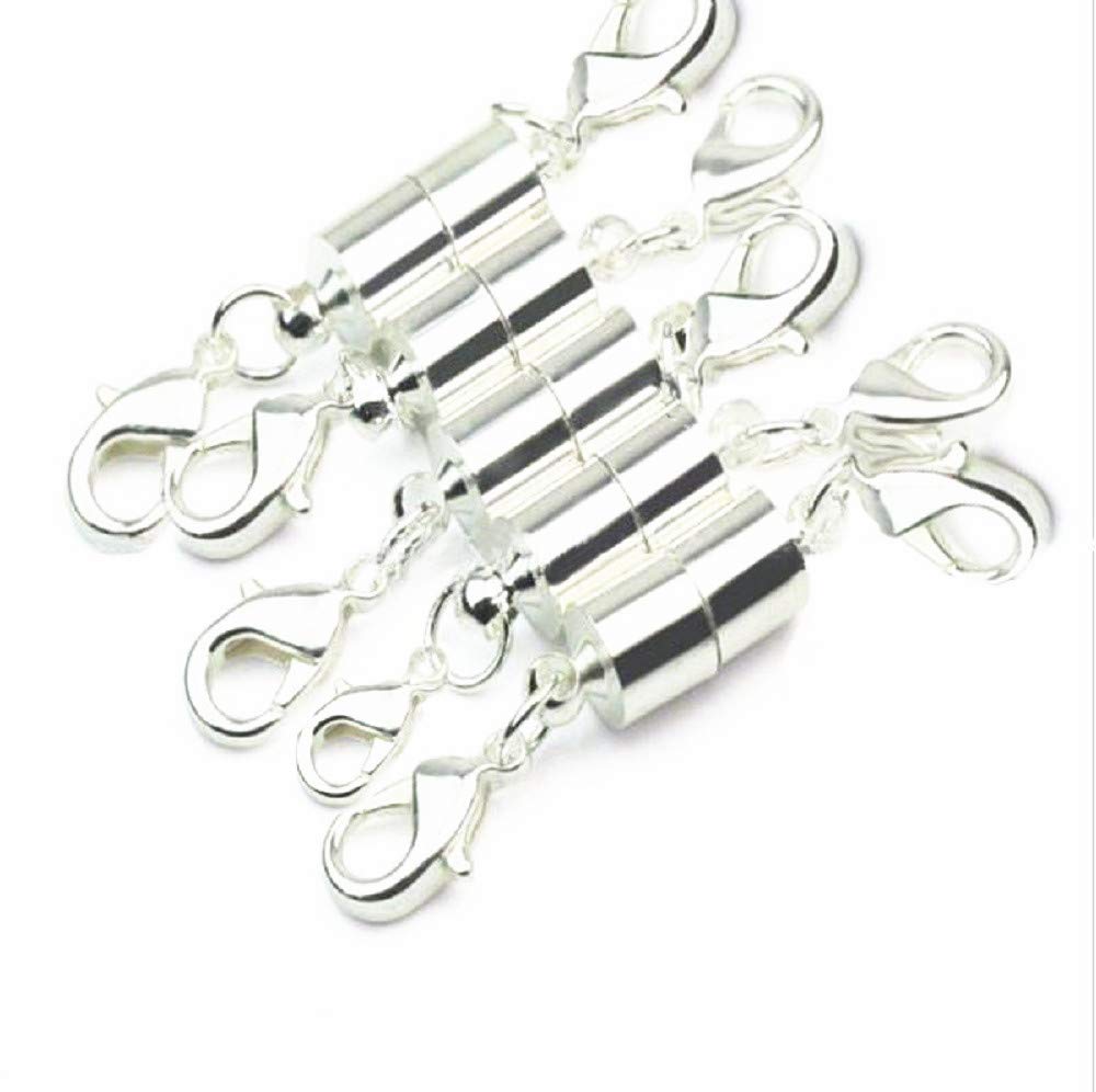 ZYMY10 Pieces Magnetic Lobster Clasp Jewelry Necklace Bracelet (Silver)