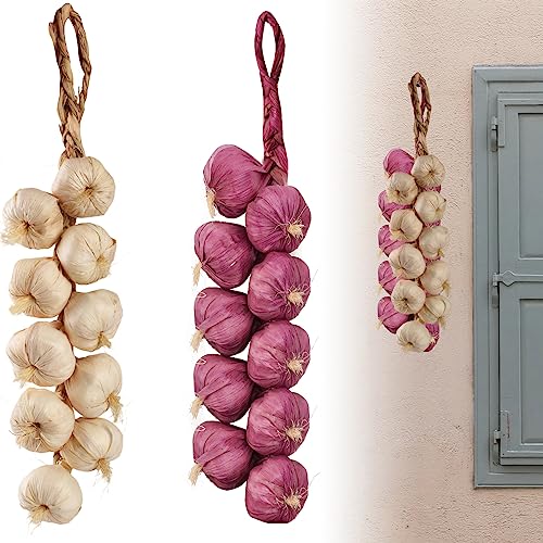 LUEYAO Fake Garlic, Artificial Vegetables Foam Garlics Highly Simulation Lifelike for House Kitchen Party Pub Decoration Cabinet Ornament 20 pcs (Garlic)