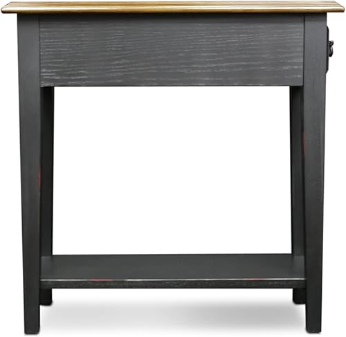 Miniatura 39 de Haven Ridge - Mesa auxiliar estrecha, mesa auxiliar de madera maciza con cajón y estante, color blanco granja, perfecta para salas de estar, blanco