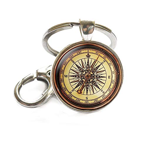 Compass Key Ring, Antique Compass, Antique Nautical Compass, Compass Key Ring, Compass Keychain,Simple Keychain,Handmade Keychain,M296