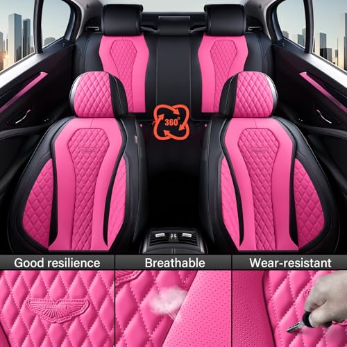 Image of Coverado Automotive Seat Covers Front Seats, Seat Covers 2 Pack, Rose Car Seat Cover, Waterproof Auto Seat Covers, Car Seat Cushion, Front Car Seat Covers Leather Car Seat Protector Fit for Most Cars