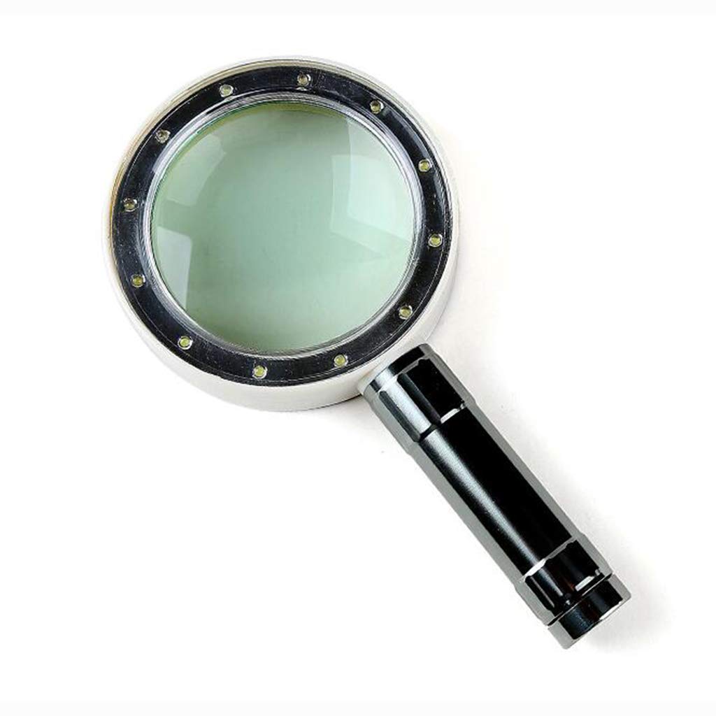 Lupa/lupa de mano con luz LED 10X HD portátil adecuada para libros, periódicos, mapas, monedas, joyas, pasatiempos y manualidades, lupa LED, lupa de lectura de mano con juego de mano de luz (3 lentes