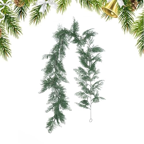 Guirnalda de vegetación artificial, guirnalda de vegetación navideña, guirnalda de pino al aire libre de 70,8 pulgadas de largo | Guirnalda de Navidad para la temporada navideña, decoración de pared
