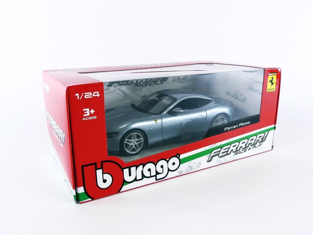 Bburago-Modèle réduit de voiture Ferrari Roma, échelle 1:24, véhicule moulé sous pression, à collectionner, gris, sport  26