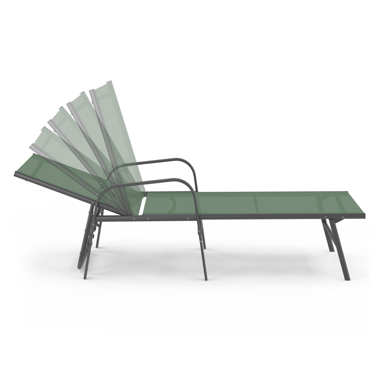 IDMarket - Lot de 2 transats de Jardin inclinables Fidji en Acier et Toile Vert Olive