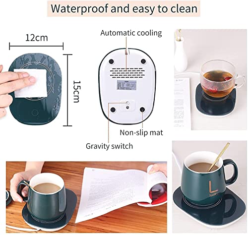 Image of PIYUCOLONY Coffee Mug Warmer for Desk with Auto Shut Off, Electric Cup Warmer for Coffee, Tea & Milk, Smart Beverage Warmer with Spoon, Portable Drink Heater for Home & Office (Pack of 1)
