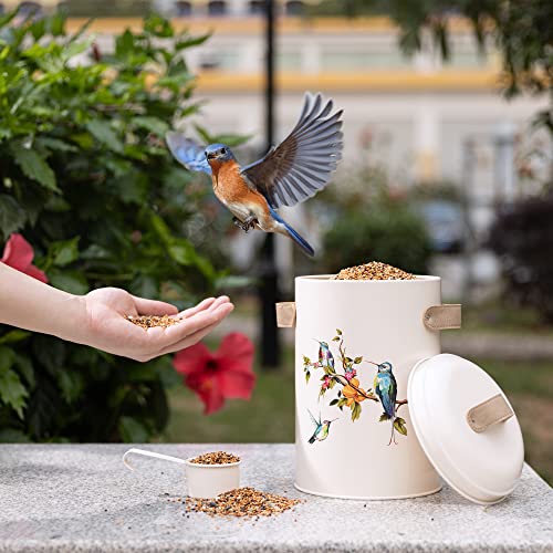 Navaris Tierfutter Aufbewahrung Vogel Design - 4,9L Volumen - Behälter für Vogelfutter - Hunde Trockenfutter Dose - Futterbox Hundefutter Katzenfutter - Tierfutterbehälter