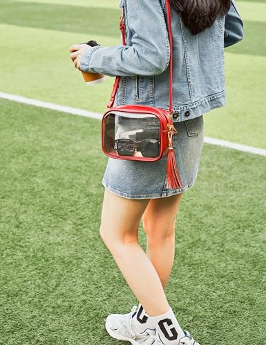 Image of Yarnic Clear Bag Stadium Approved, PVC Transparent Crossbody Purse Small Clear Crossbody Bag with Adjustable Shoulder Strap