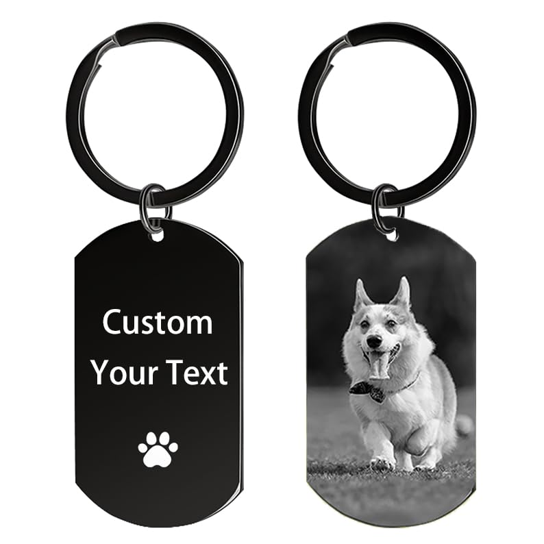 Rainsar Dog Memorial Gifts Personalized Pet Memorial Keyring Photo for Loss of Dogs & Cats, Custom Pet Bereavement Gift, Double Sided Engraved Keychain Keepsake — image 1