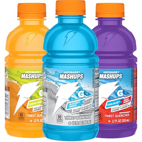 Image of Gatorade Thirst Quencher, Mashups Variety Pack, Cool Blue-Fruit Punch, Lemon-Lime-Orange, Glacier Freeze-Glacier Cherry, 12 Fl Oz (Pack of 18)