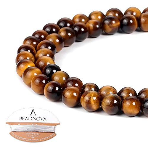 Image of BEADNOVA 6mm Yellow Tiger Eye Gemstone Round Loose Beads for Jewelry Making (62-64pcs)