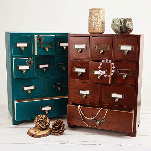 Packgilo Vintage Medicine Cabinet Wood Chinese Apothecary Cabinet With Drawers & Labels Rustic Library Card Catalog Cabinet Desktop Medicine Cabinet Organizer Herbal、Tea Bag、Jewelry Storage(Brown) #TOP6