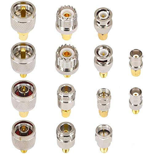 YOTENKO 14 Type Set SMA connectors Kits Standard SMA Male Female to UHF/BNC/F/F/N Male to Female RF Coaxial Coax Adapter Converter for WiFi Antenna/FPV Drone/Extension Cable