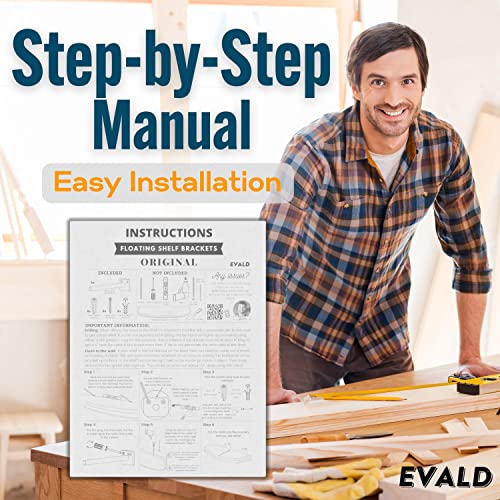 Evald Original Floating Shelf Bracket | 6-Inch Floating Mantel Bracket With Screws And Anchors | Invisible Shelf Bracket With Rod Holders | Floating Mantel Hardware For Office And Home Decor #TOP4
