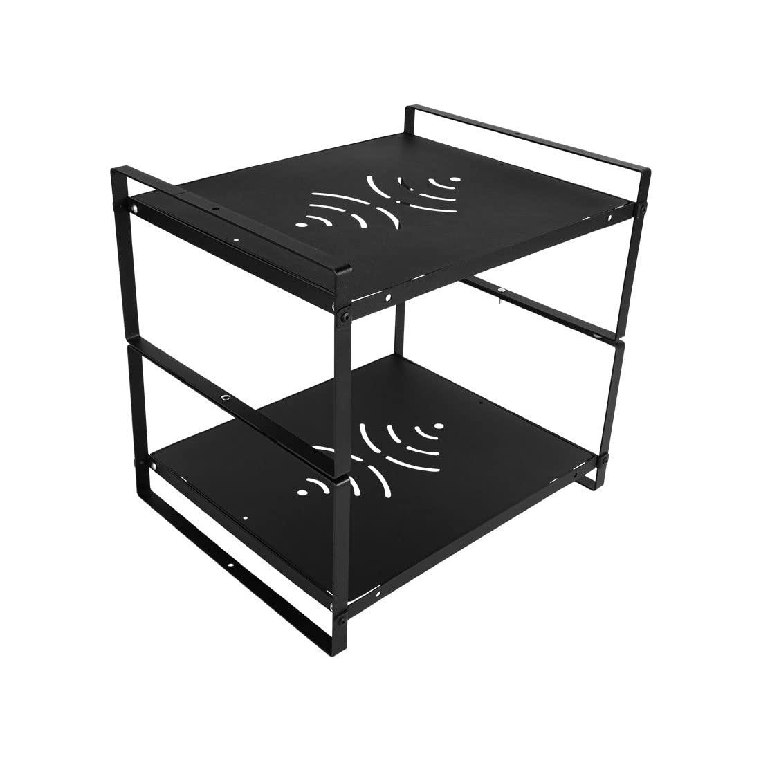 Spice Rack Under Sink Organizers and Storage for Cabinet, Expandable shelf Organizer Countertop for Kitchen and Bathroom with Durable Carbon Steel Black