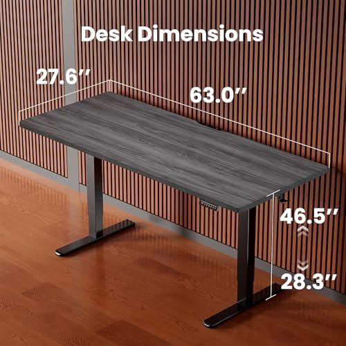 Image of ErGear Height Adjustable Electric Standing Desk, 63 x 28 Inches Sit Stand up Desk, Memory Computer Home Office Desk, Grey