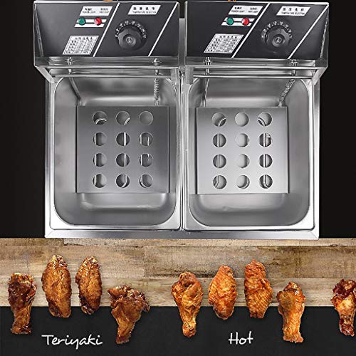 VVHUDA Kommerzielle Doppelzylinder Fritteuse Edelstahl Braten Blau Intelligente Temperaturregelung Restaurant Ausrüstung Energie Sparen Kleine Geschenk – Bild 6