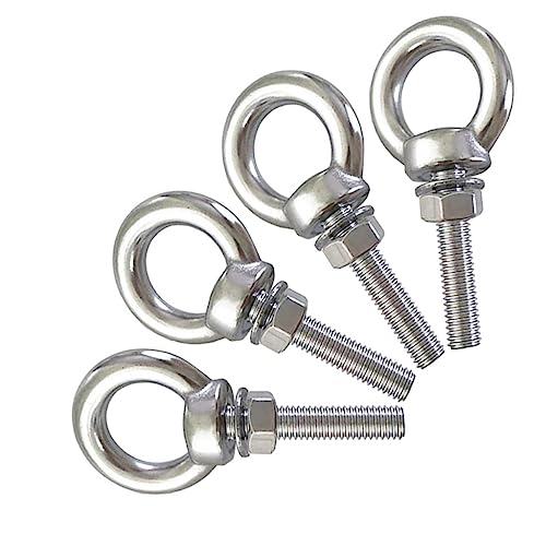 Stainless Steel Eye Bolt, 4 Pack M8 Shoulder Eye Bolts 5/16" X 1.18"with Nuts and Washer Thread Lifting Ring Eyebolt (Thread Length 30mm)
