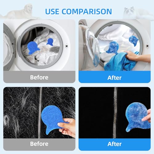 Image of 4Pcs Pet Hair Remover for Laundry, Lint Remover for Washing Machine, Reusable Pet Hair Catcher for Washer Dryer, Effective Fur Lint Dander Remover Gentle on Clothes (Blue)