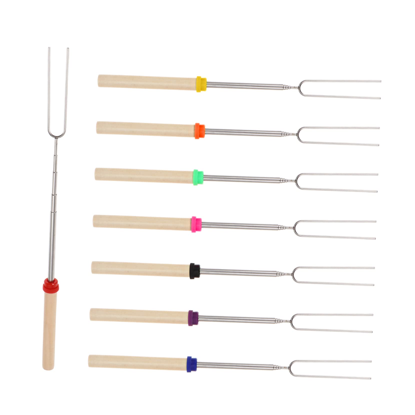BESPORTBLE 8pcs Retractable Stainless Steel Bbq Forks -type Handle Telescopic Outdoor Bbq Tools