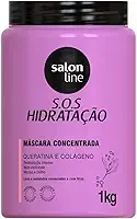 Salon Line, Máscara Capilar, SOS Hidratação, Concentrada, Queratina e Colágeno - Cabelos Lisos, Ondulados, Cacheados e Crespos, 1 Kg