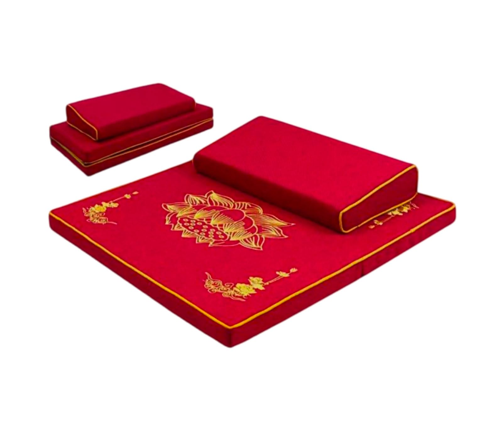 Grand Coussin De Méditation, Tapis De Méditation Carré à La Main, Coussin De Sol Pliable Portable(Size:80x80cm(31x31inch),Color:Rouge)
