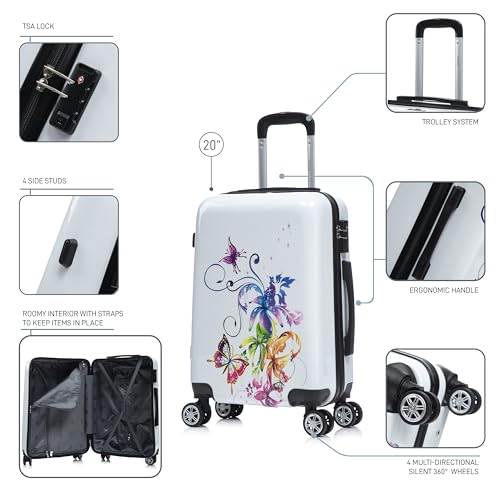 Image of InUSA Fusion Print Luggage with Spinner Wheels | Durable Lightweight Hardside Suitcase | Travel Bag with Handle and Trolley | 20 Inch Carry-On Spinner Luggage