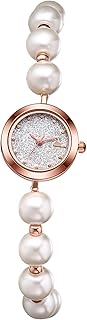 Avaner Women's Bracelet Wrist Watches: Pearls Slim Strap Rosegold Analog Quartz Elegant Dress Watches