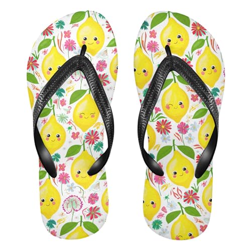 Burbuja Cute Lemons Flip Flops for Women Men, Soft Thong Sandals Rubber Slippers for Pool Beach Essentials