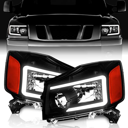 WEELMOTO DRL Headlights for 2004-2015 Nissan Titan / 2004 Pathfinder Armada W/DRL Headlight Assembly Compatible with 2005-2007 Armada Headlamp Replacement